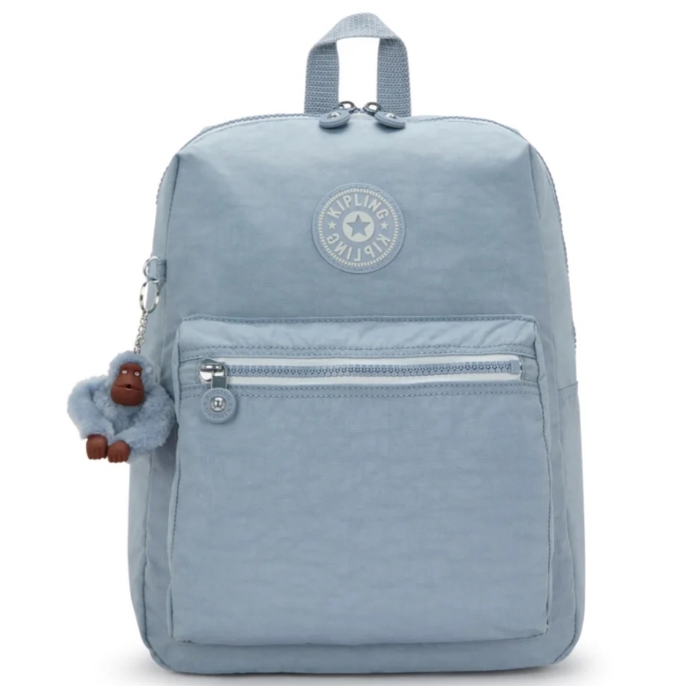 Kipling Rylie Backpack, Baby Blue Color, Padded Shoulder Straps, 12" x 15" x 5.5